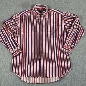 American Eagle Shirt‎ Mens Medium Purple Red Stripe Button Down Long Sleeve